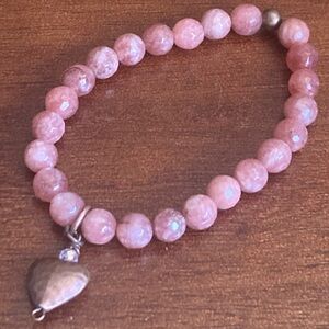Strawberry Quartz Bracelet with Heart Charm